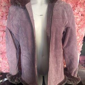 Adler Light Purple Leather Winter Coat Large
